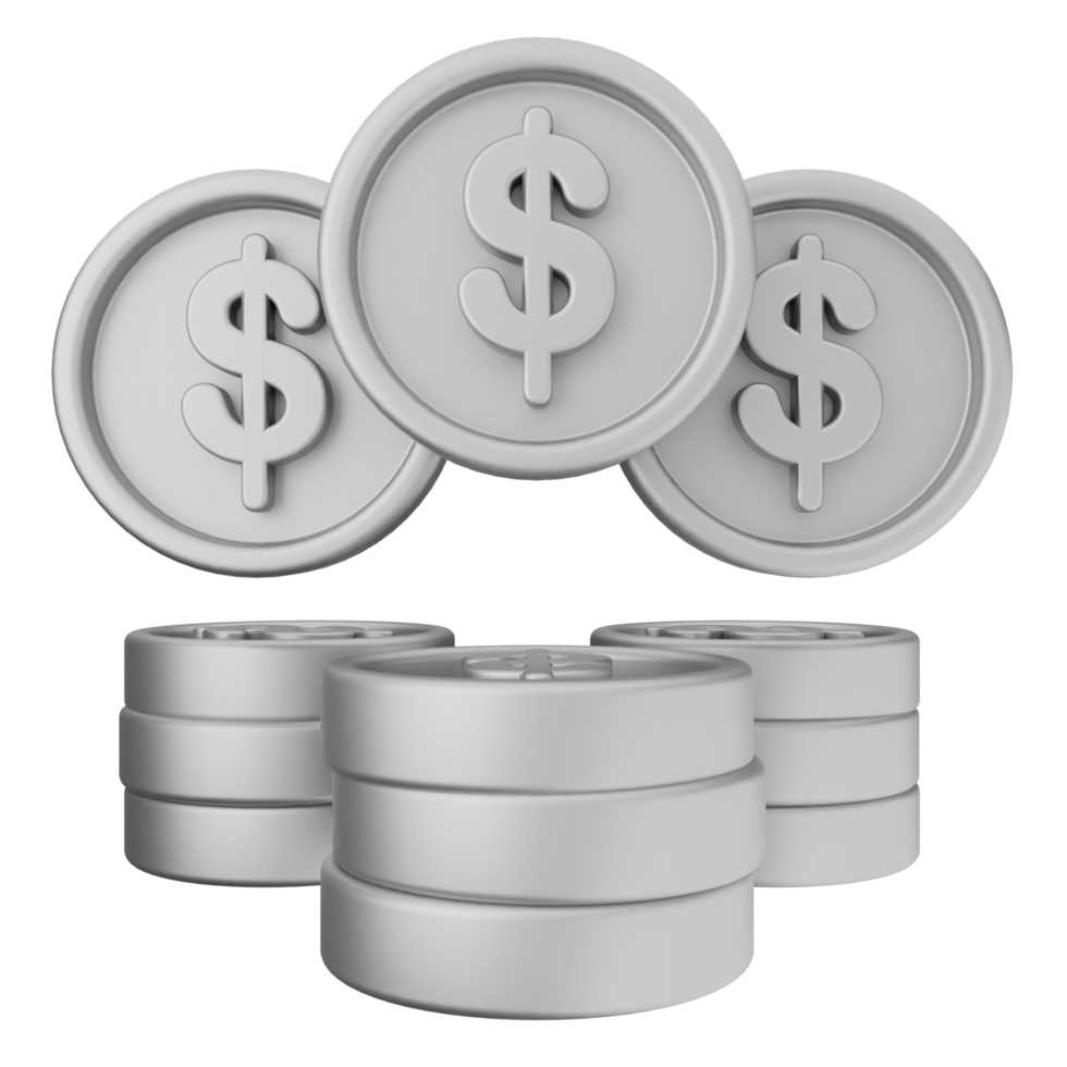 Three stacks of coins with dollar signs on them png