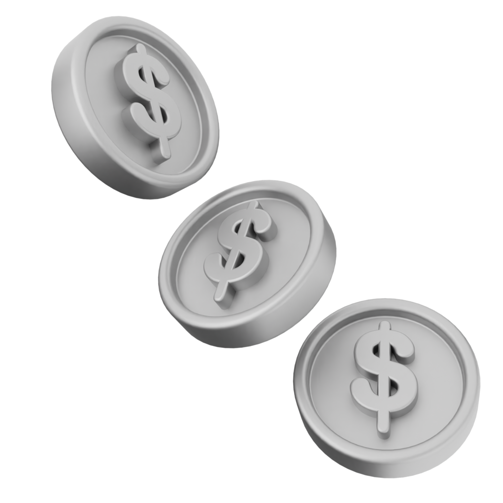 Three silver dollar coins are shown on a black background png