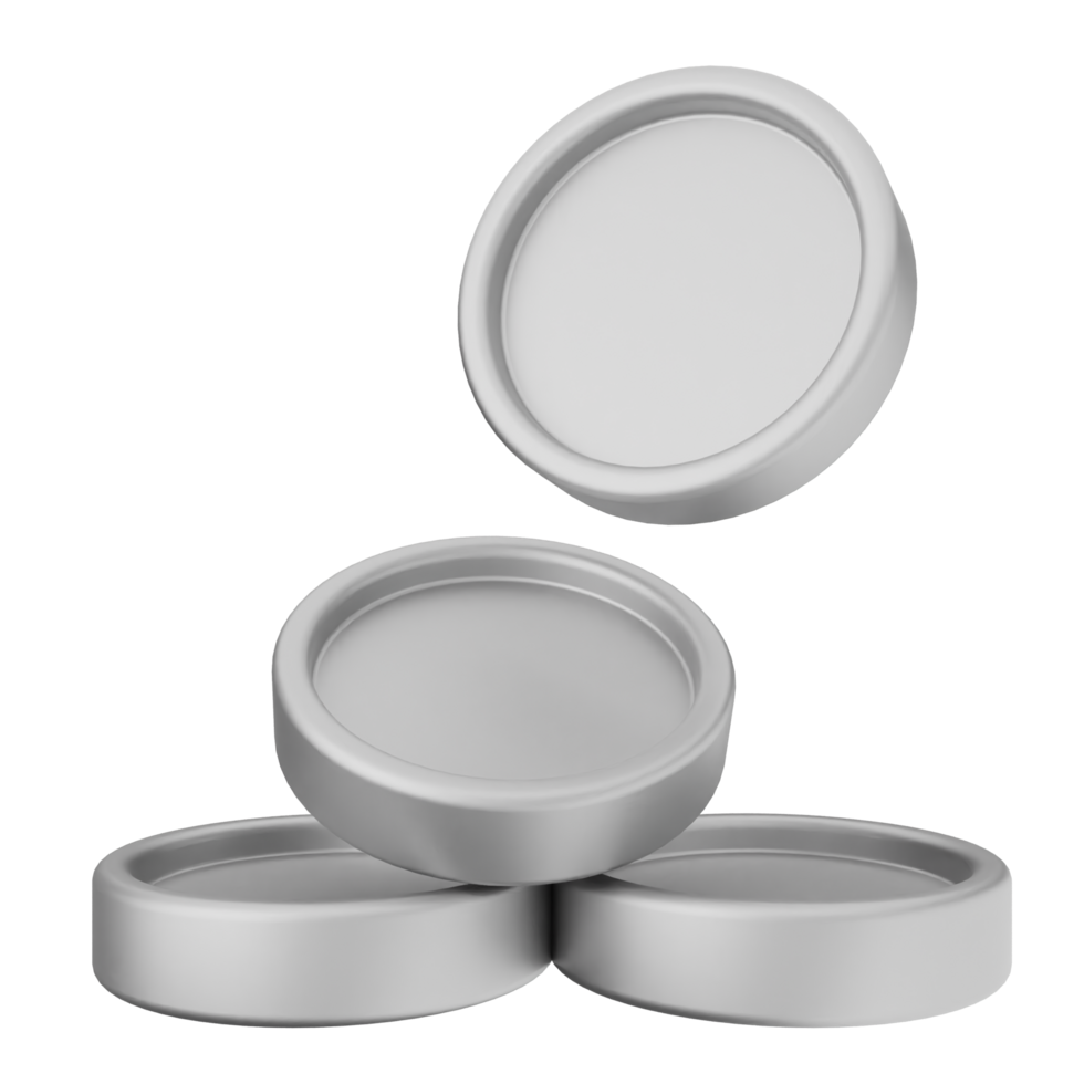 Four empty aluminum can lids on a black background png