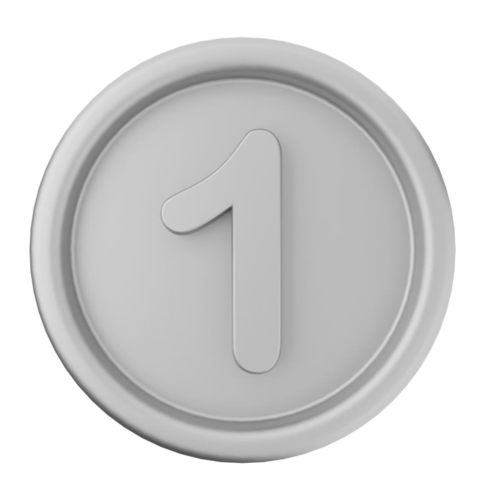 A gray button with the number one on it png