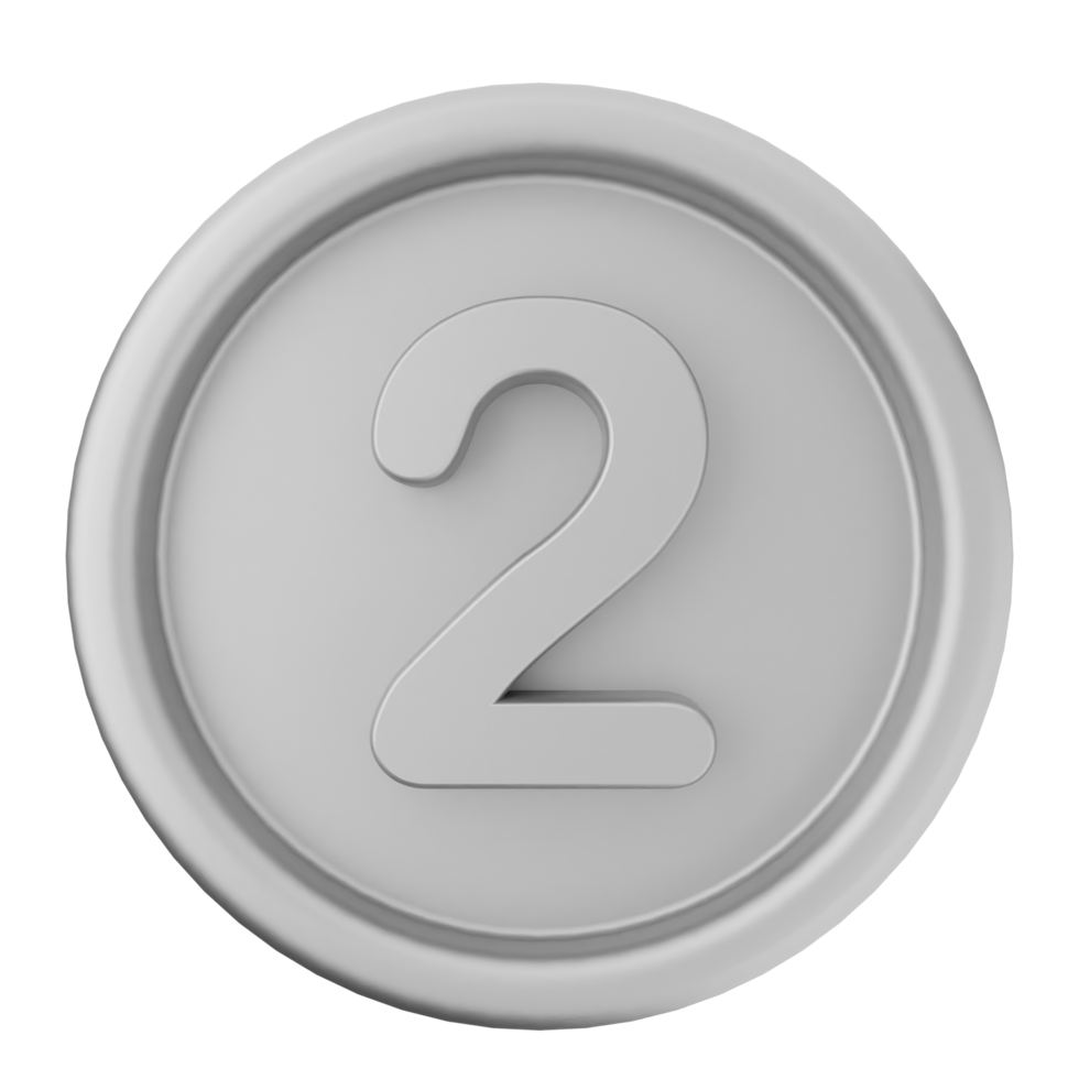 A silver button with the number two on it png