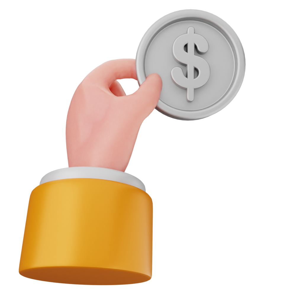 Hand holding a coin with dollar sign png