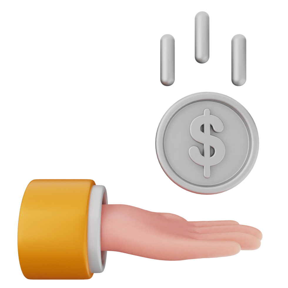 A hand holding a dollar coin and a coin coming out of it png