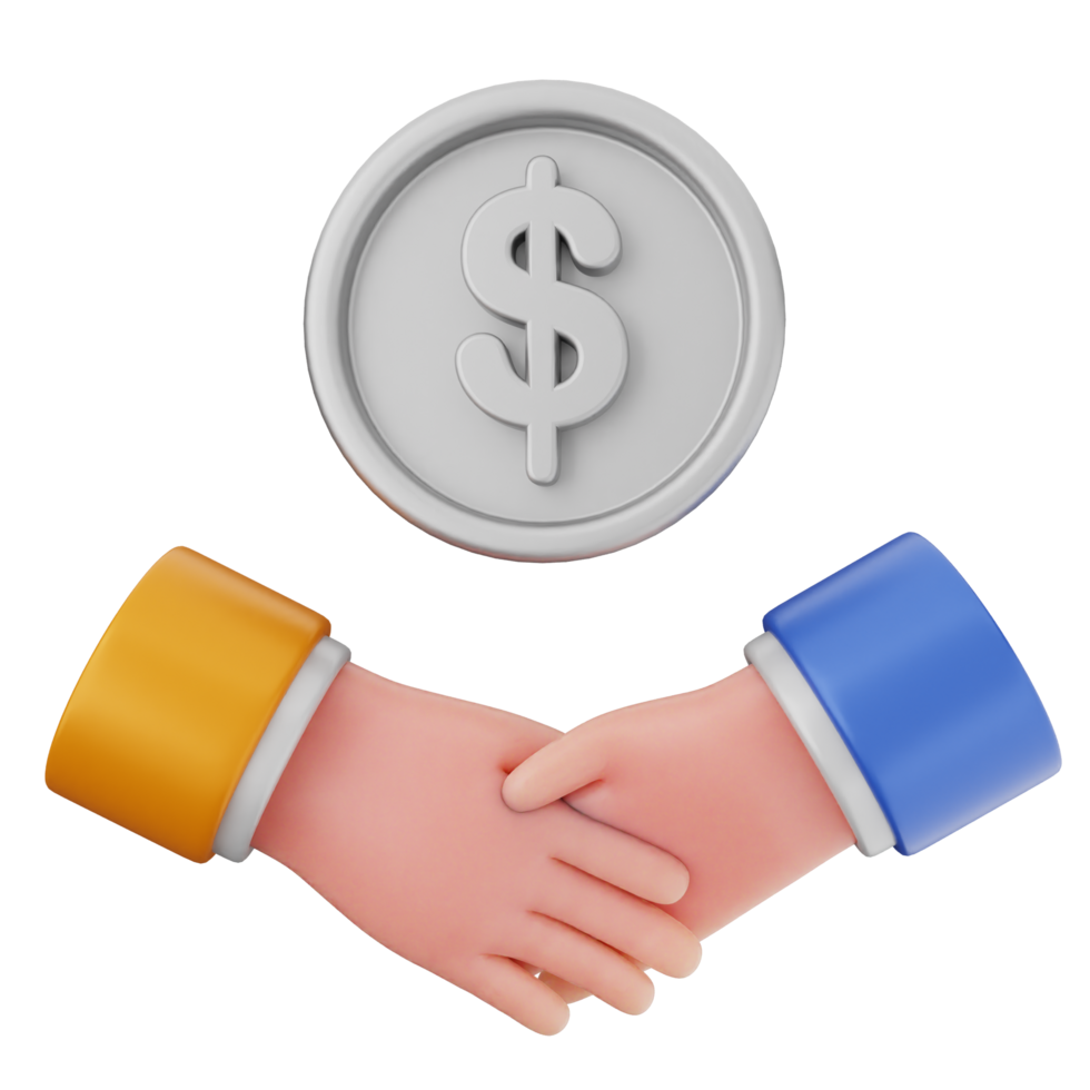 Handshake with dollar symbol isolated on black background png
