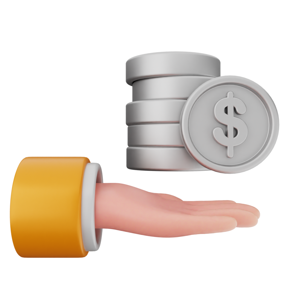 A hand holding a stack of coins and a dollar sign png