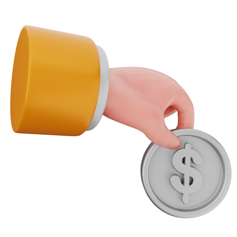 A hand holding a coin with a dollar sign on it png