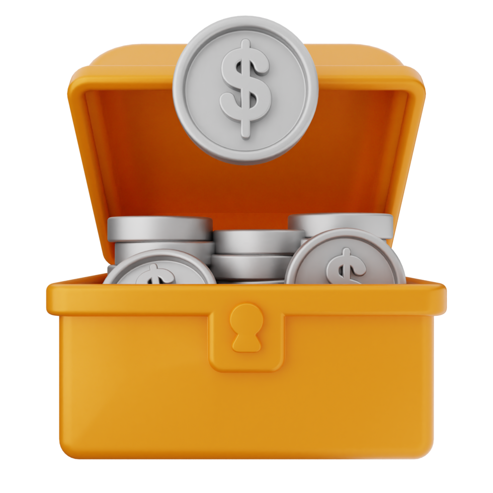 An orange box with coins and a dollar coin png