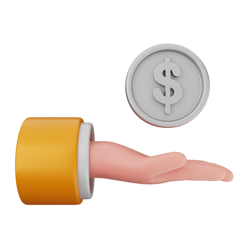 A hand holding a dollar coin and a hand with a dollar sign png