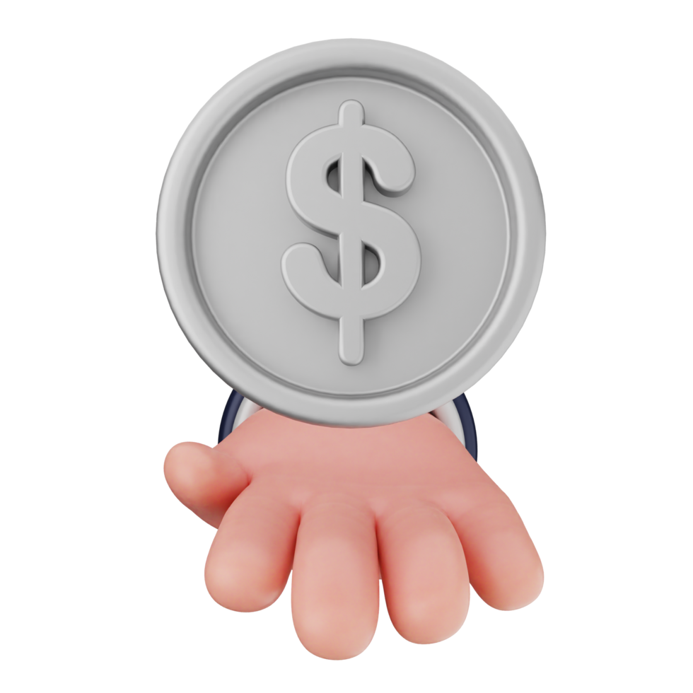 A hand holding a dollar coin over a black background png