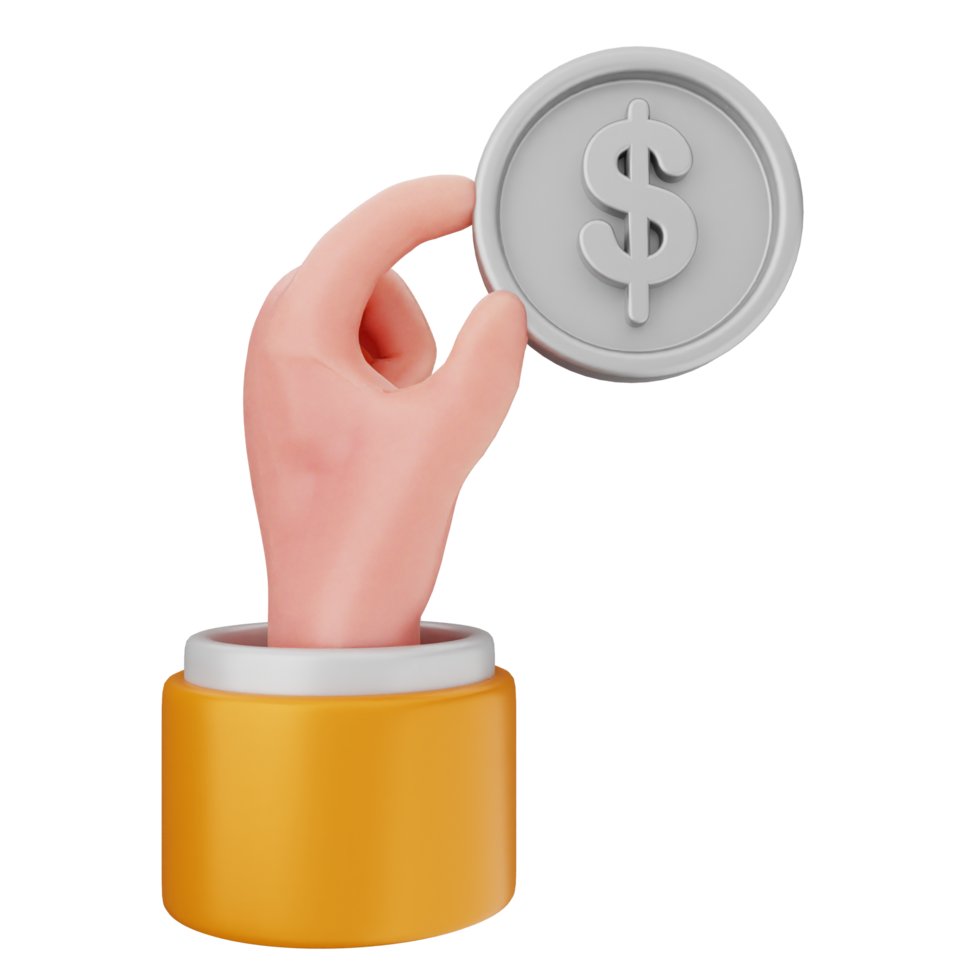 A hand holding a dollar coin in a box png