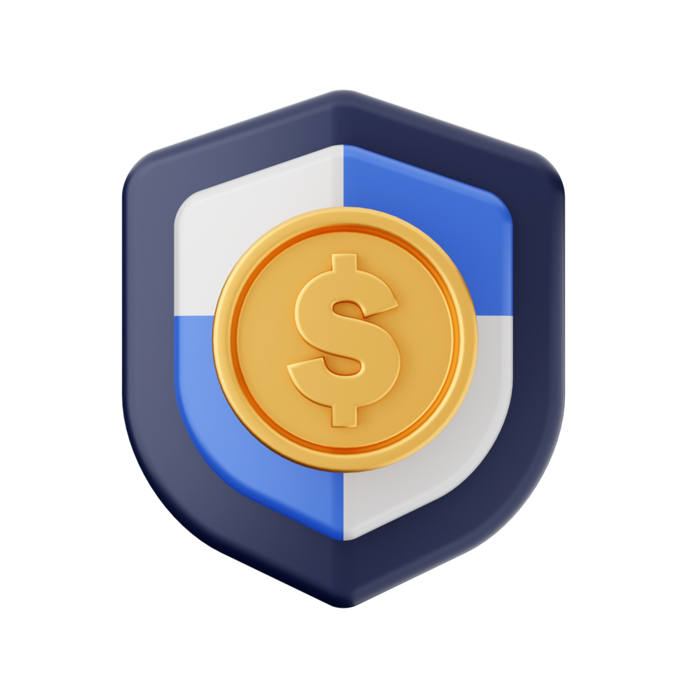A shield with a dollar coin on it png