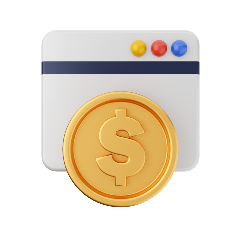 A dollar coin and a web page icon png