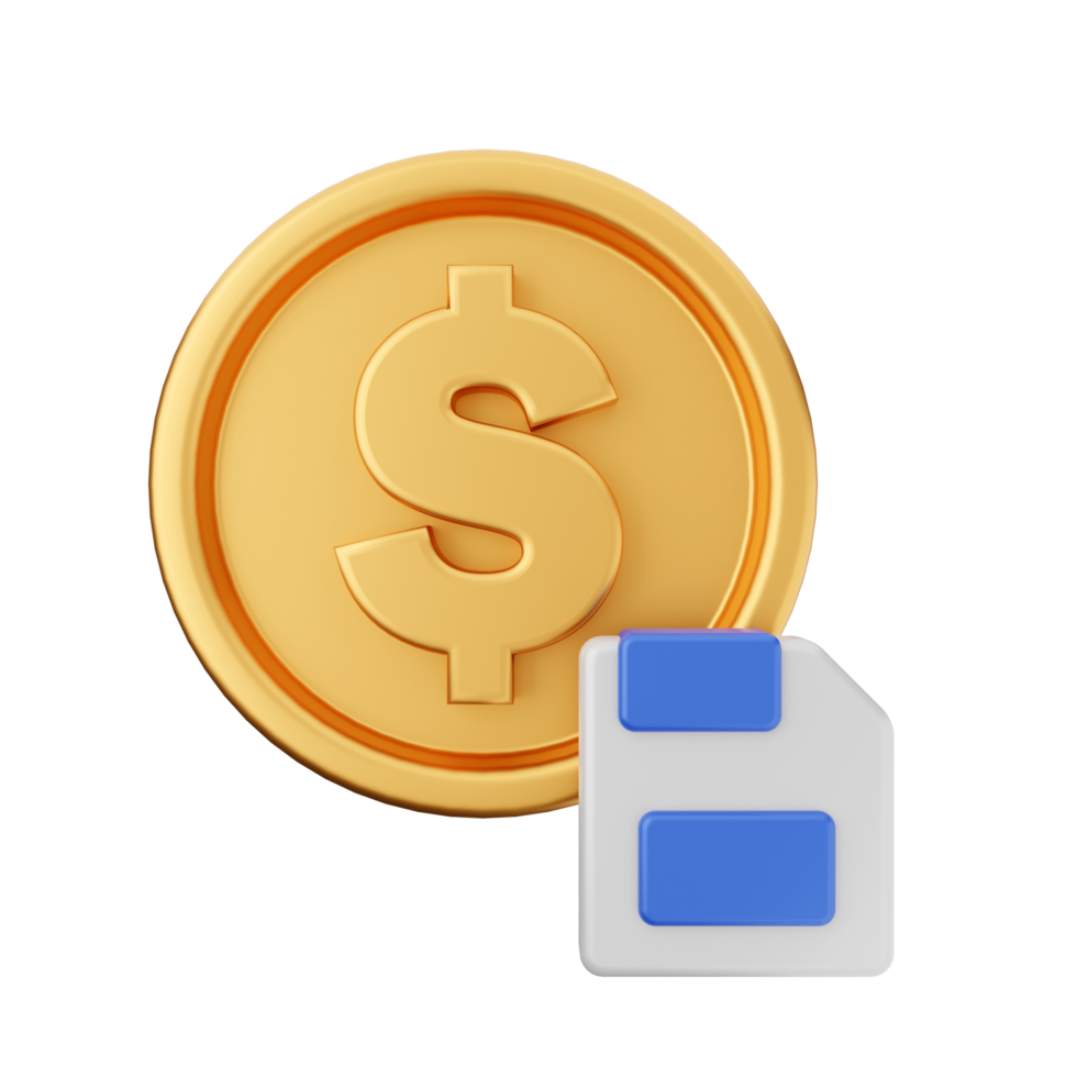A gold coin with a dollar sign and a file icon png