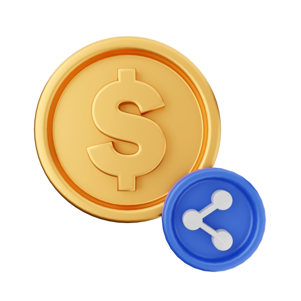 A gold coin with a dollar sign and a blue button png