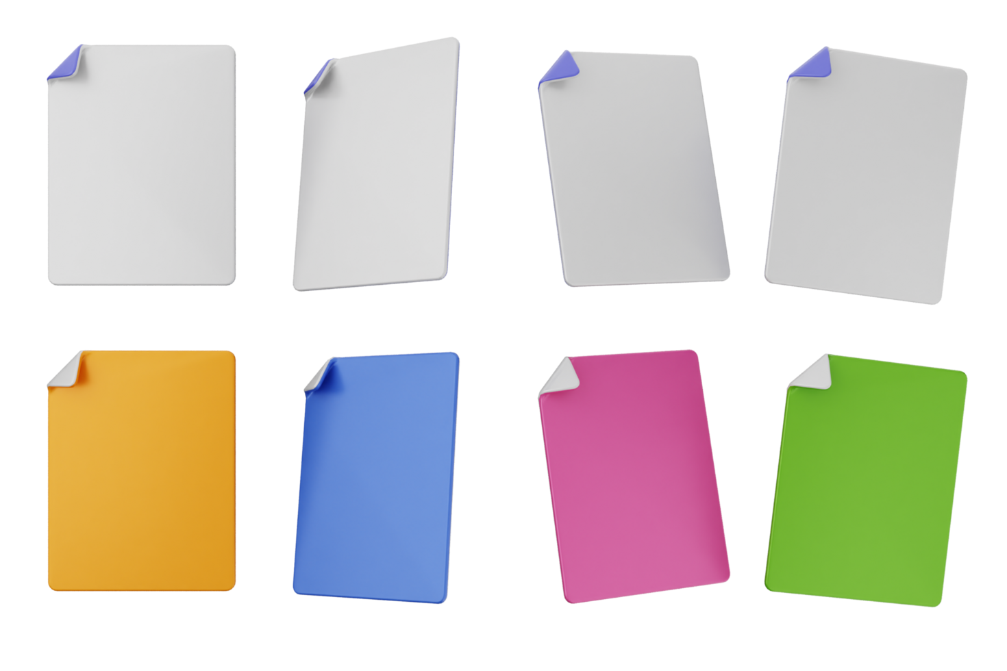 A set of four different colored paper stickers png