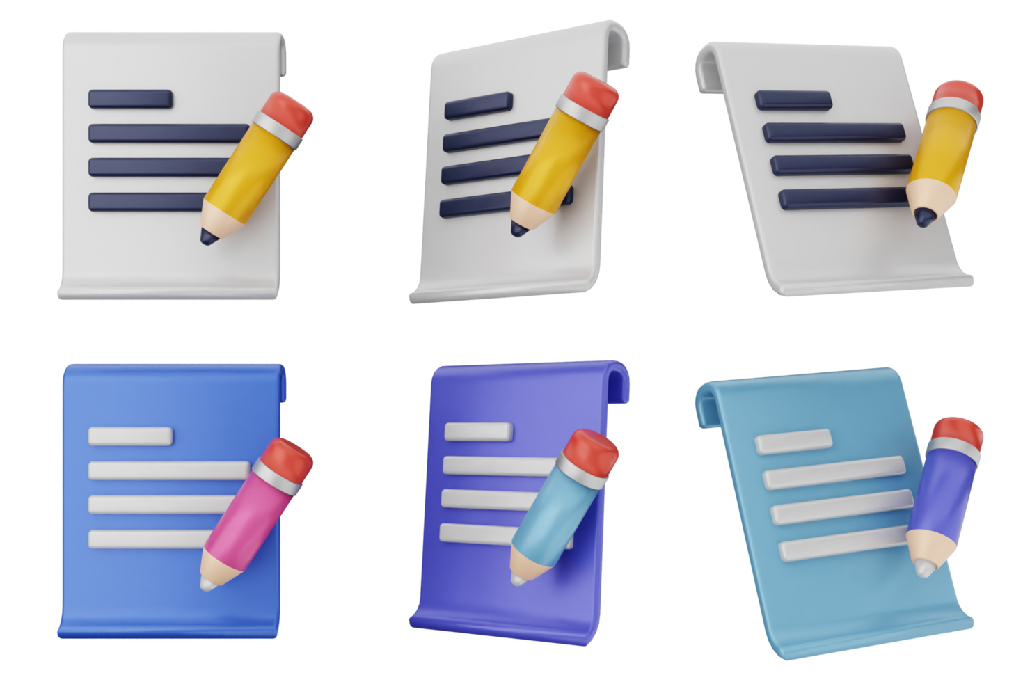 A set of four different colored paper clips png