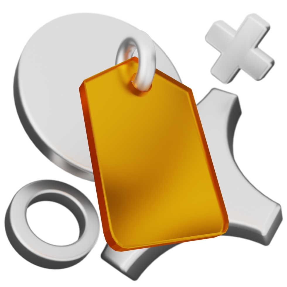 A yellow tag with a silver cross and a silver cross png