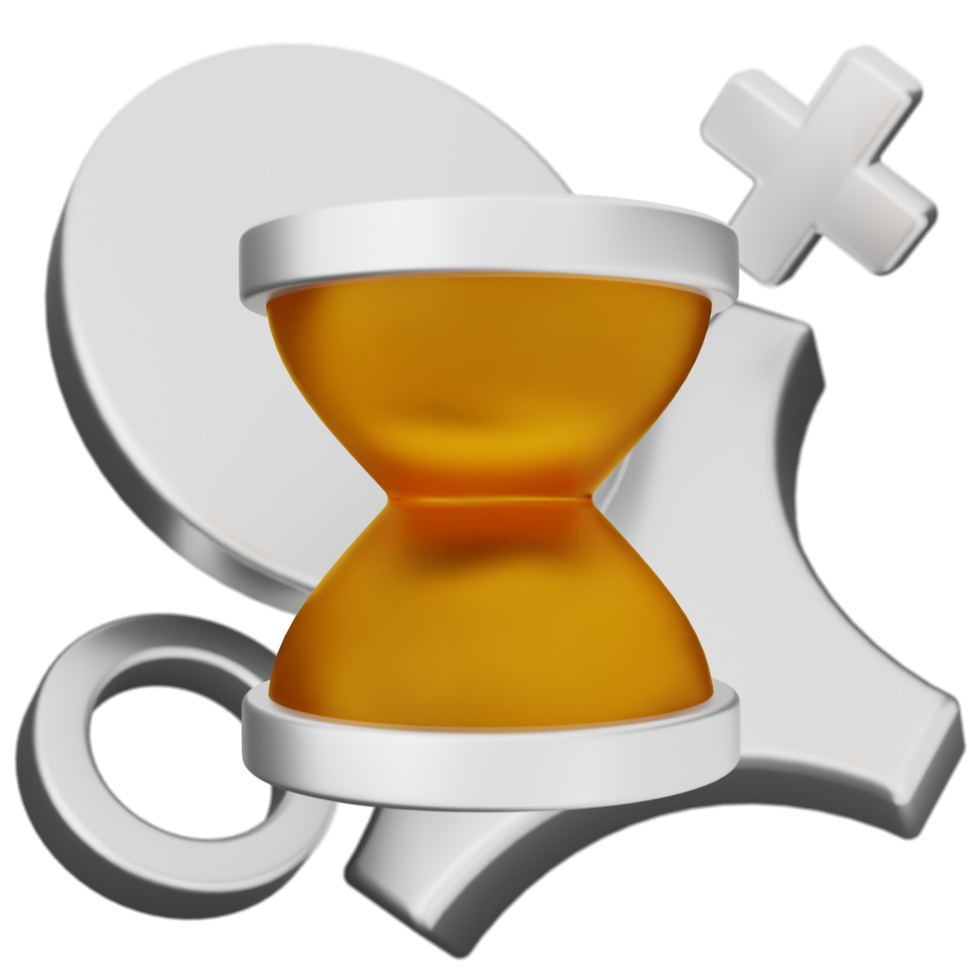 A hourglass icon with a white and silver background png