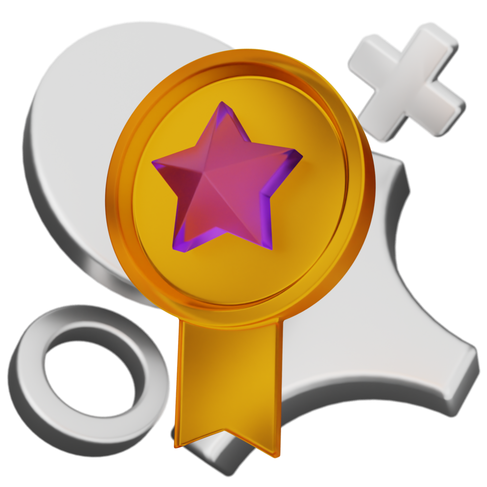A gold star medal with a purple star png