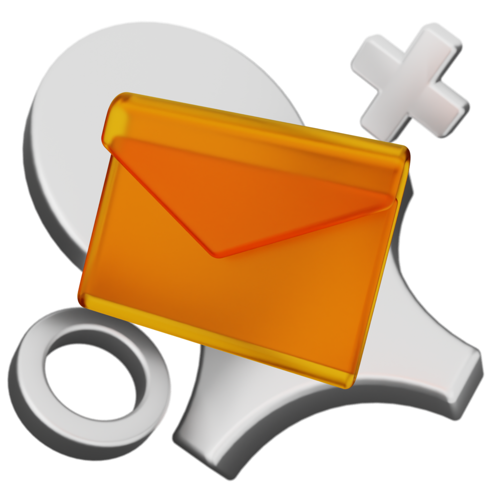 A mail icon with a white envelope and a silver key png