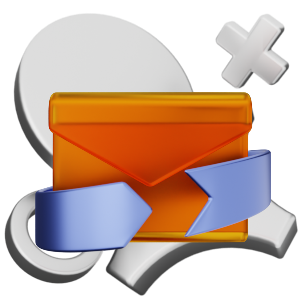 A mail envelope with a ribbon and a cross png