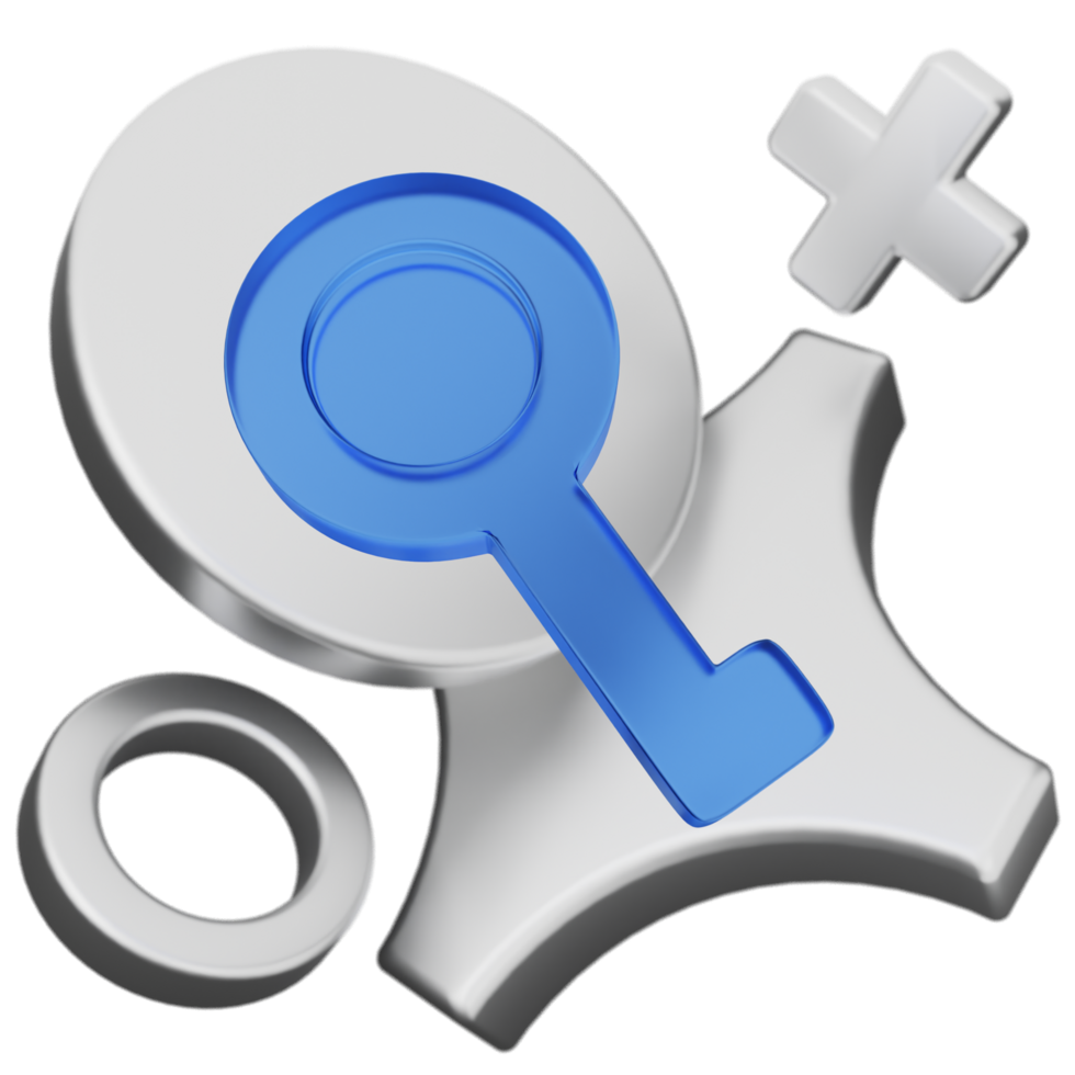 A silver and blue key icon with a plus sign png