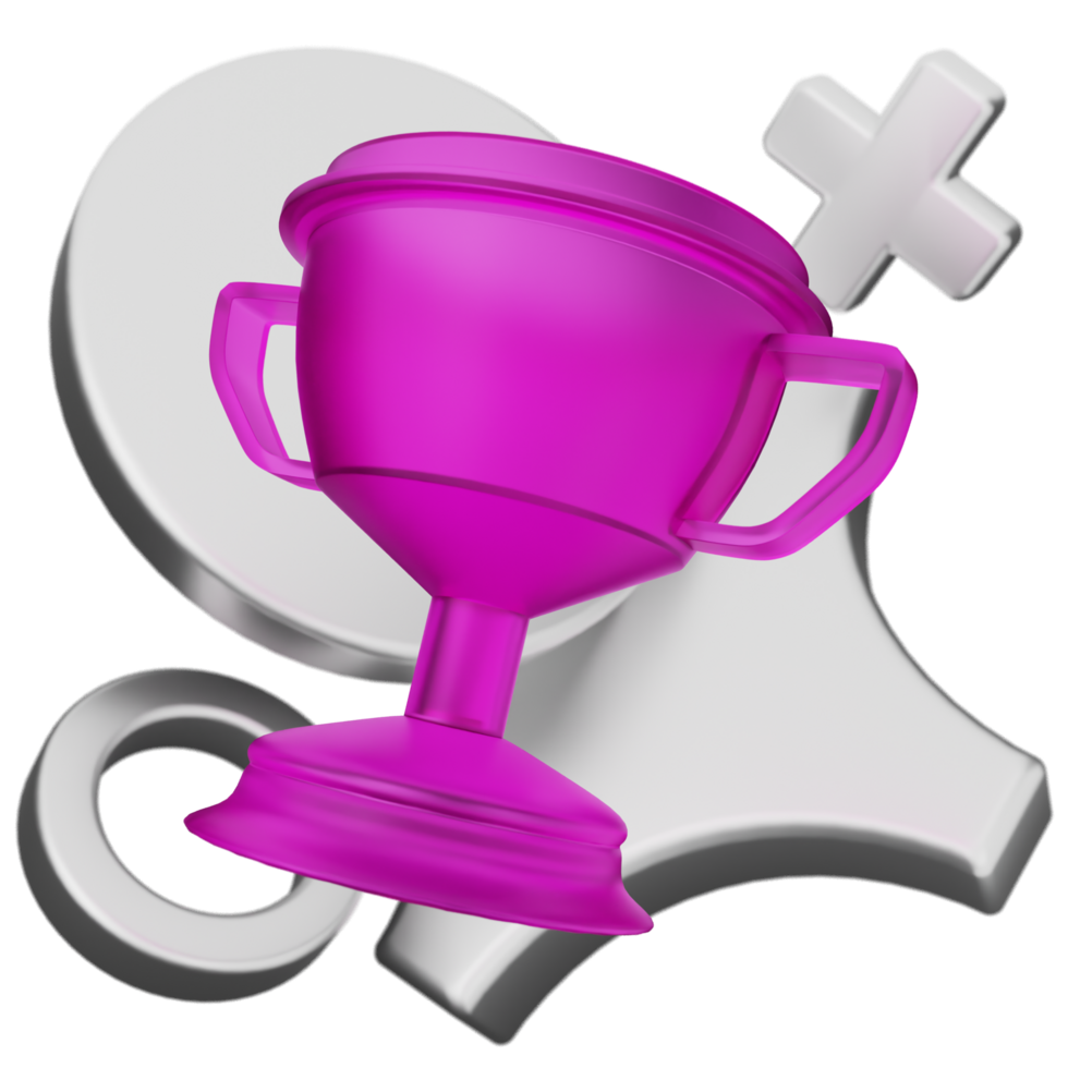 A purple trophy and a cross png