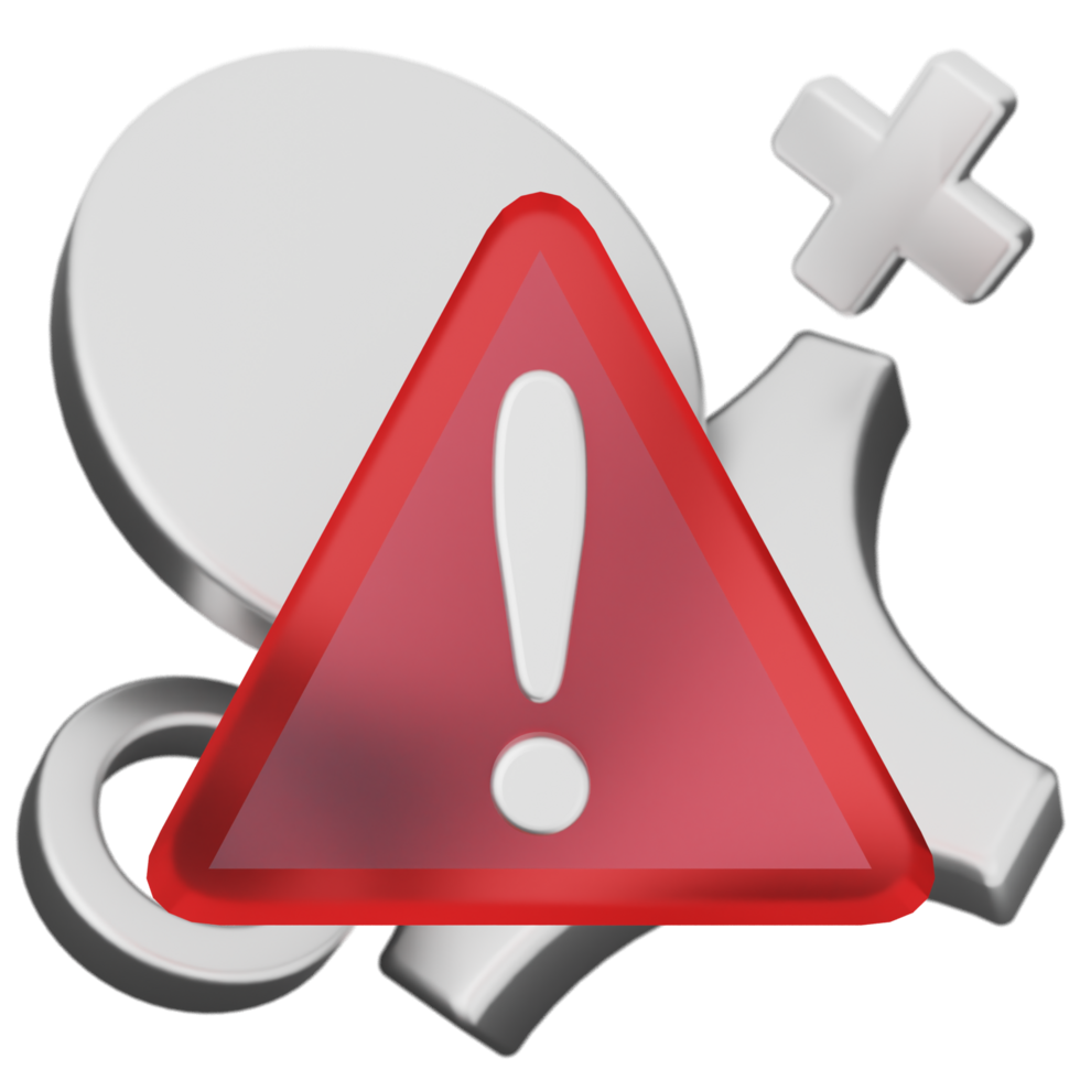 A red and white warning sign with a red cross png