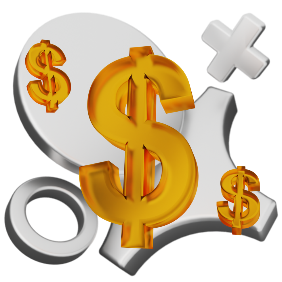 A dollar sign and a silver dollar symbol on a black background png