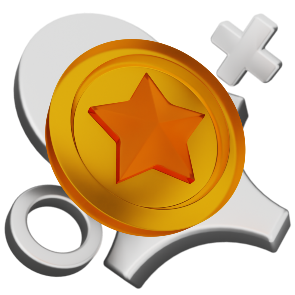 A star and a gold coin on a black background png