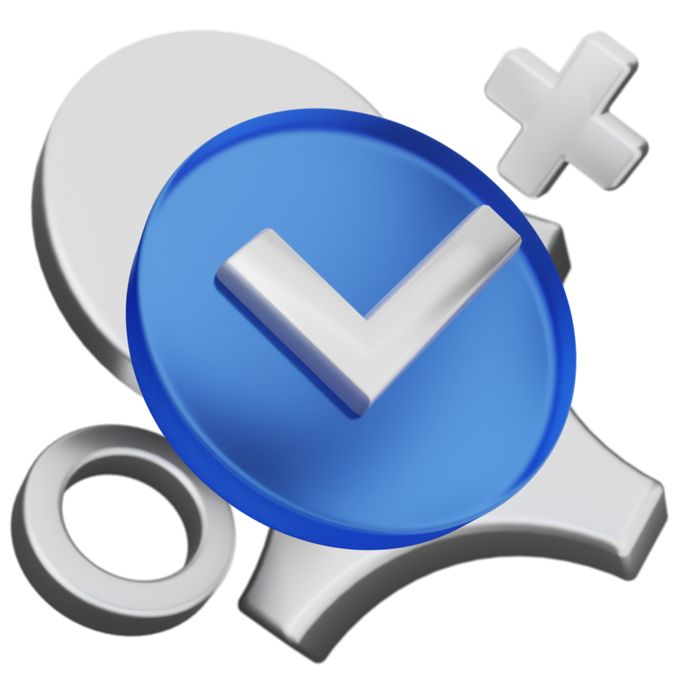 A blue check mark and a white cross png