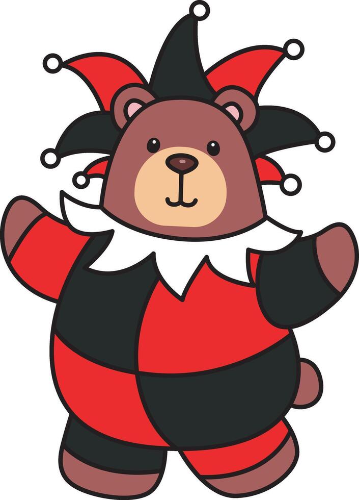 Baby bear with tarot costume in halloween. Illustration of cute bear icon. Funny bear in daily activities elements. vector