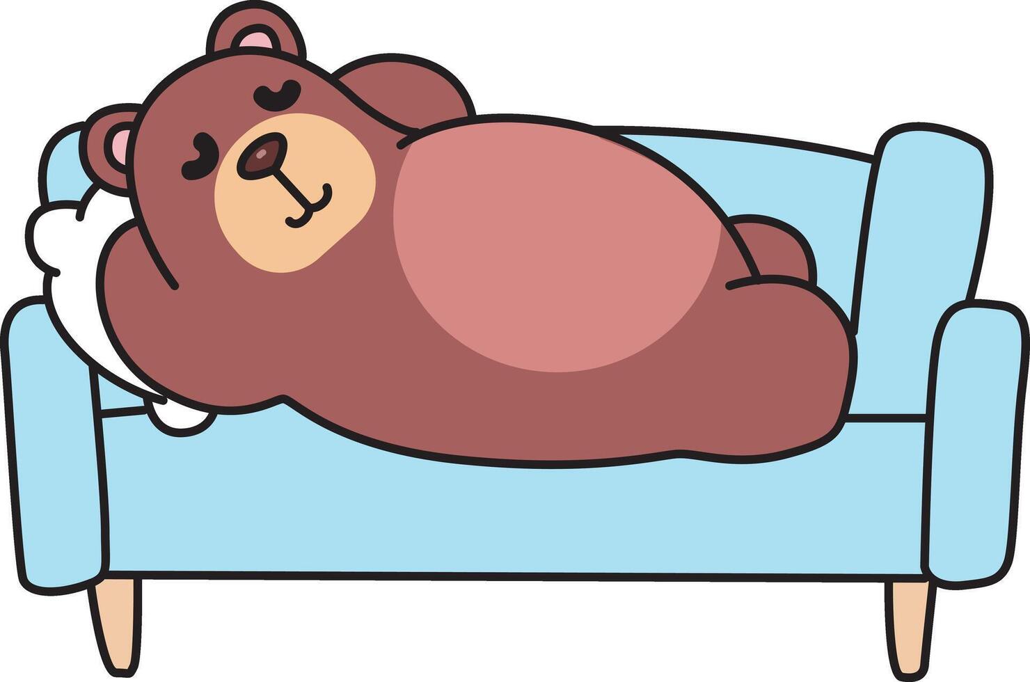 Baby bear lay in the chair vector