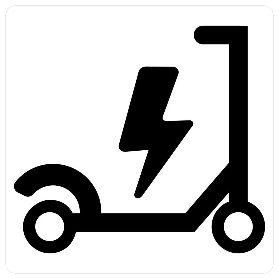Electric Scooter and scooter icon concept in black filled color vector