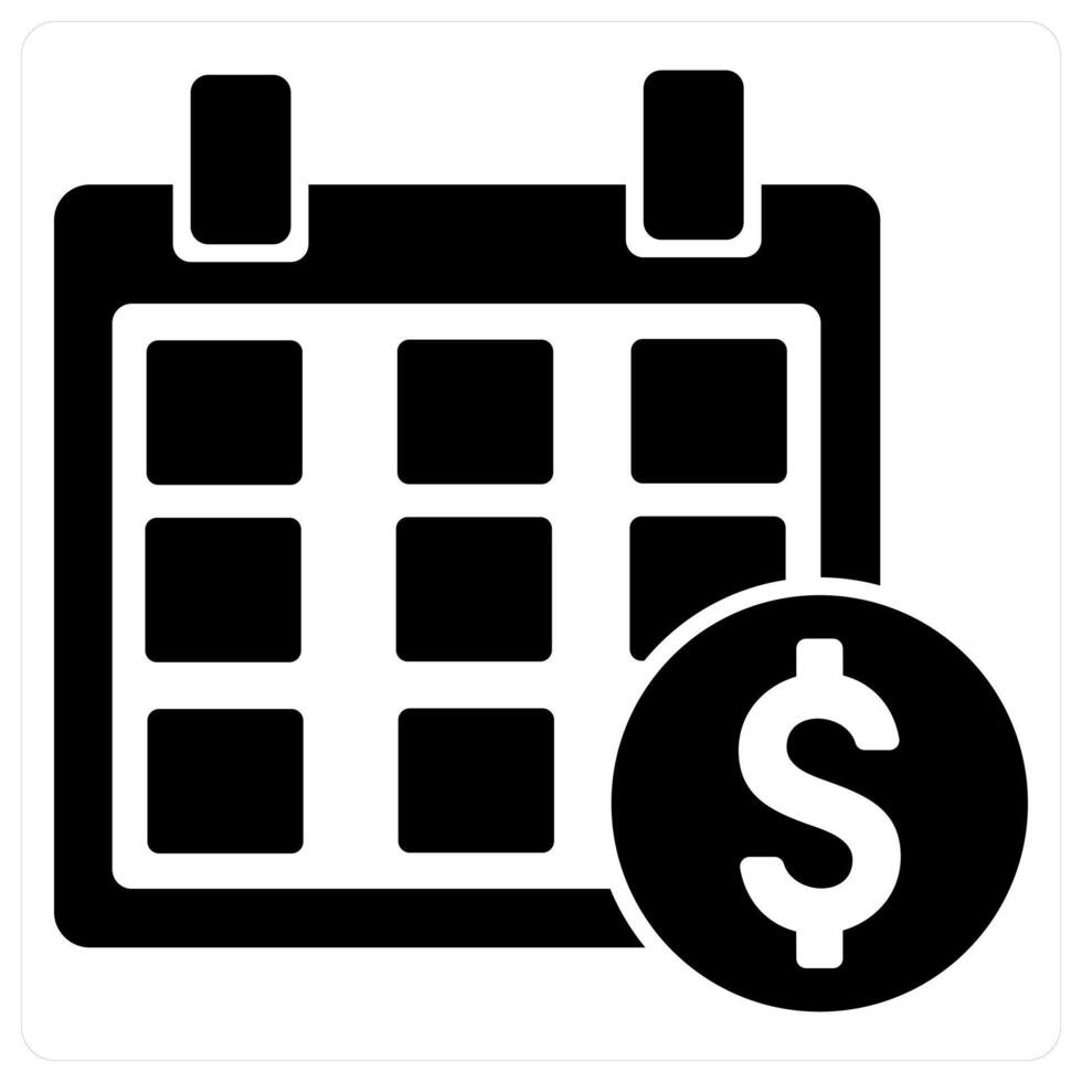 Financial Calander and fiscal year icon concept in black filled color vector
