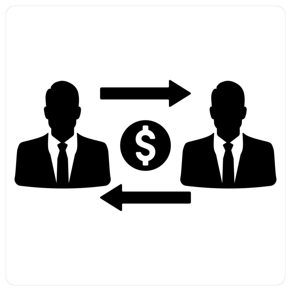 Money Transacation and finance icon concept in black filled color vector