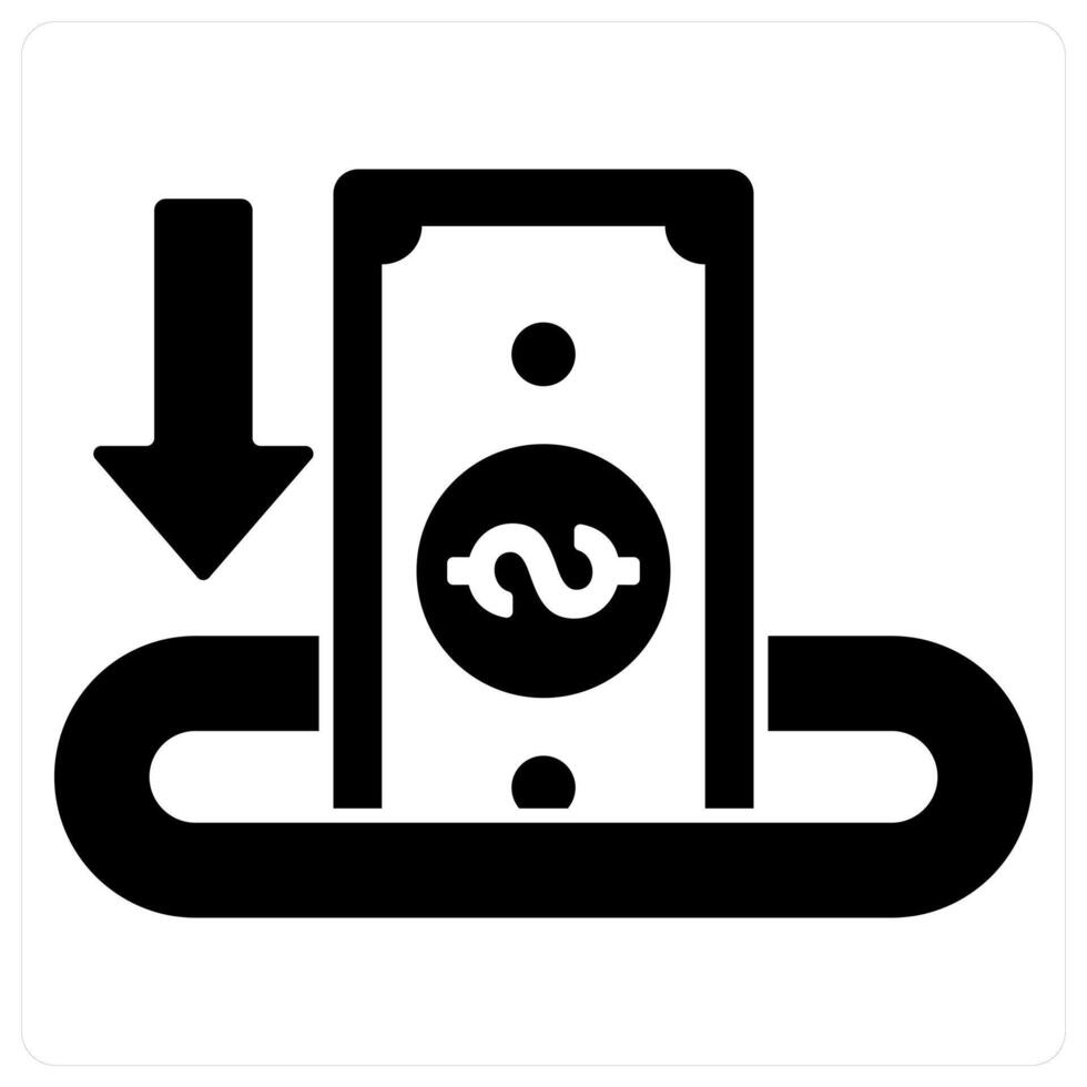 Deposit and money icon concept in black filled color vector