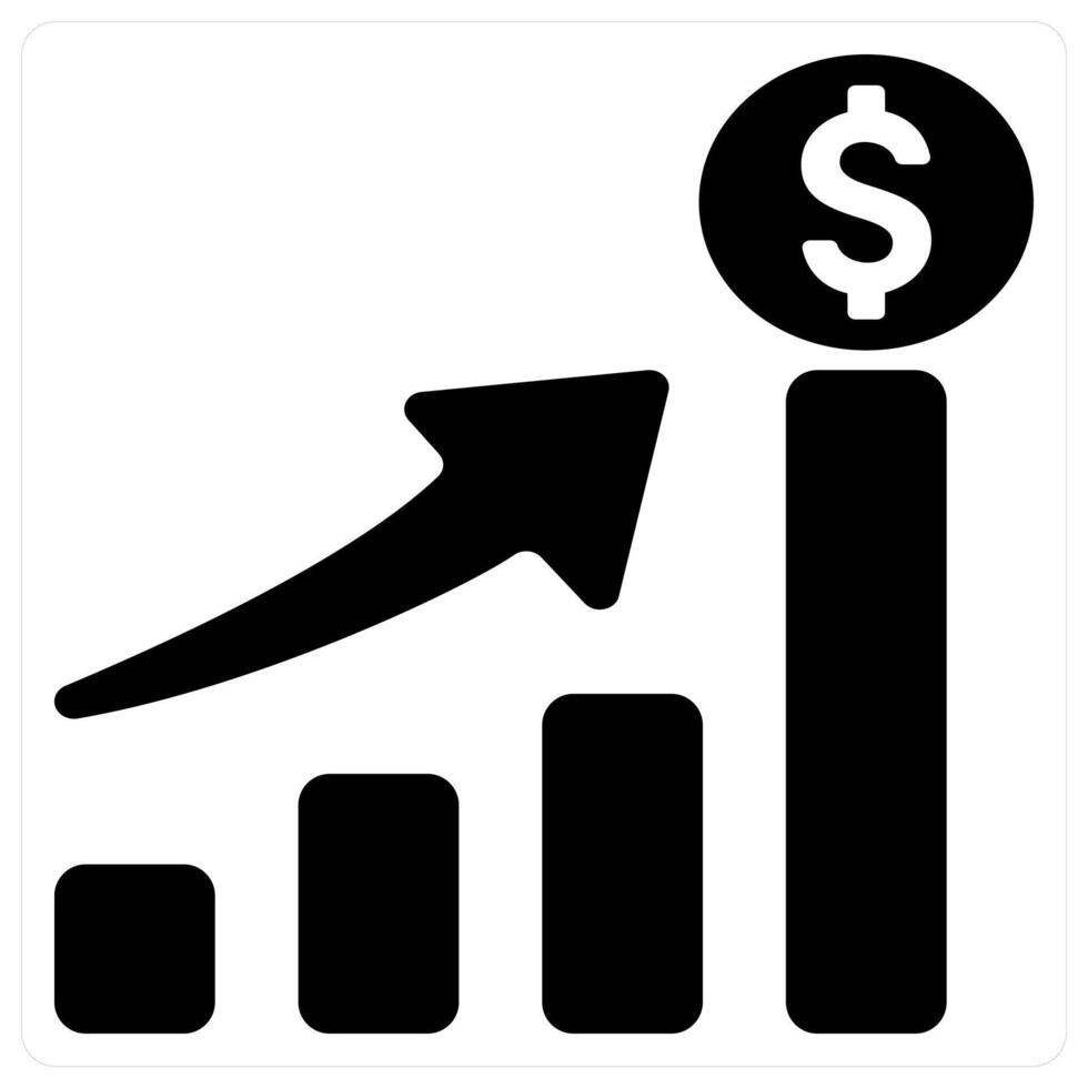 Revenue and income icon concept in black filled color vector