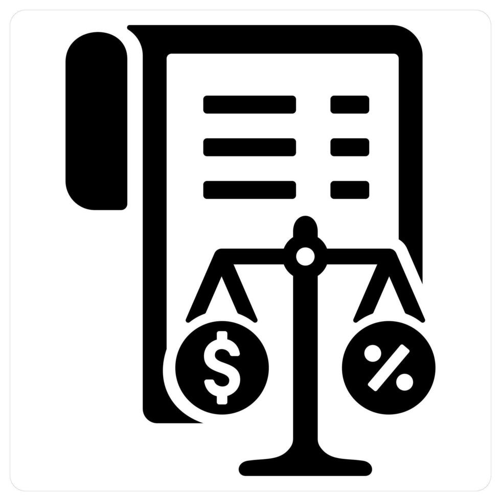 Balance Sheet and bank statement icon concept in black filled color vector