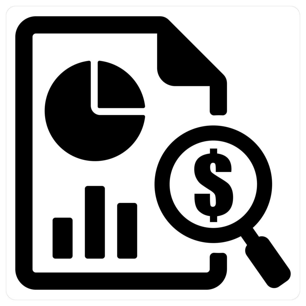 Audit and paper icon concept in black filled color vector