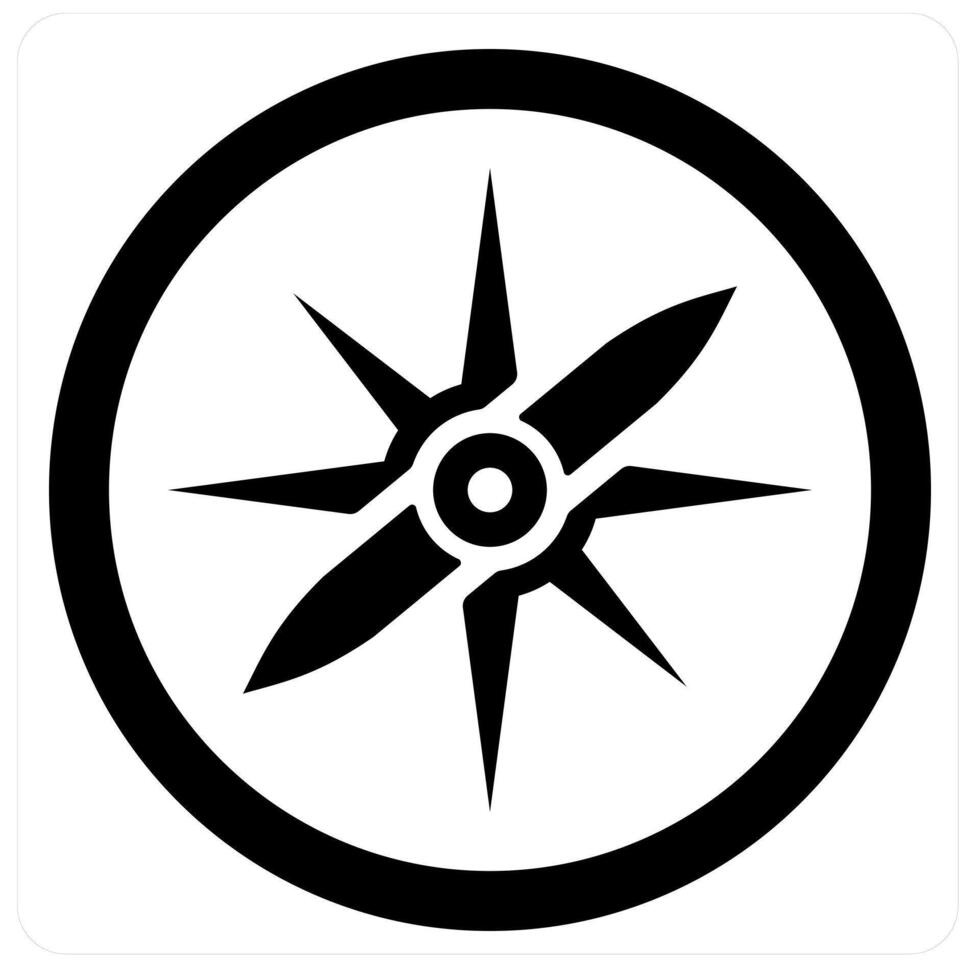 Orientation and compass icon concept in black filled color vector