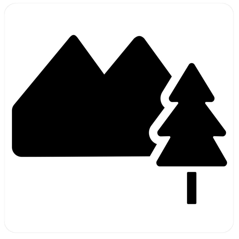 Mountains and hills icon concept in black filled color vector