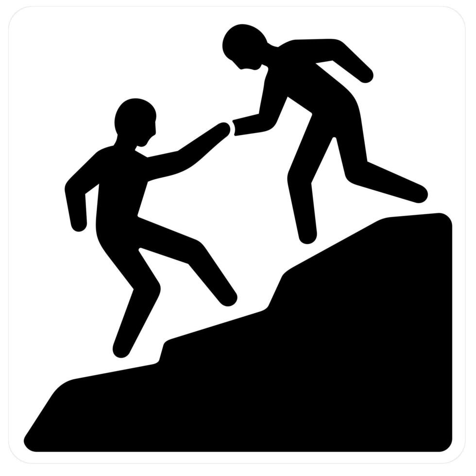 Mountain Climbing and rock climbing icon concept in black filled color vector