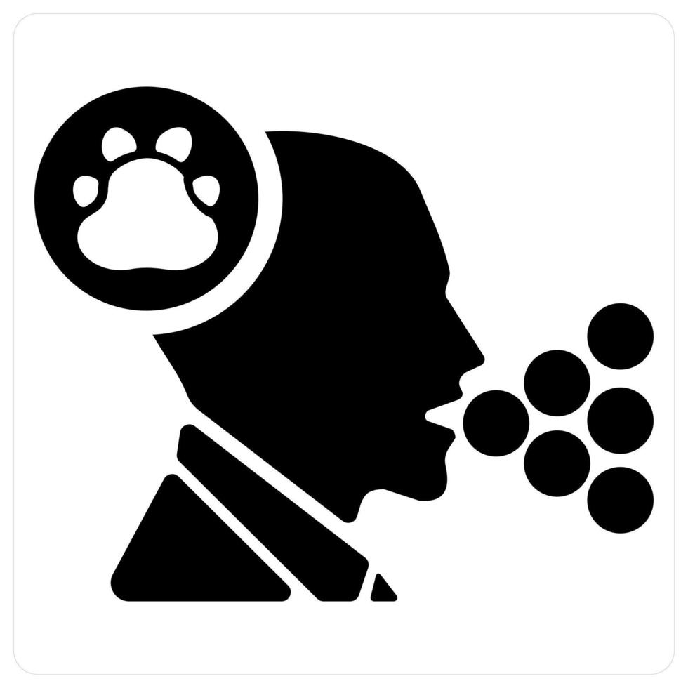 Pet Allergy and animals icon concept in black filled color vector