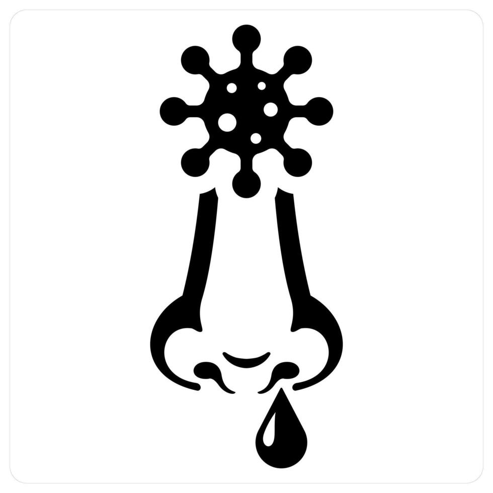 Runny Nose and infection icon concept in black filled color vector