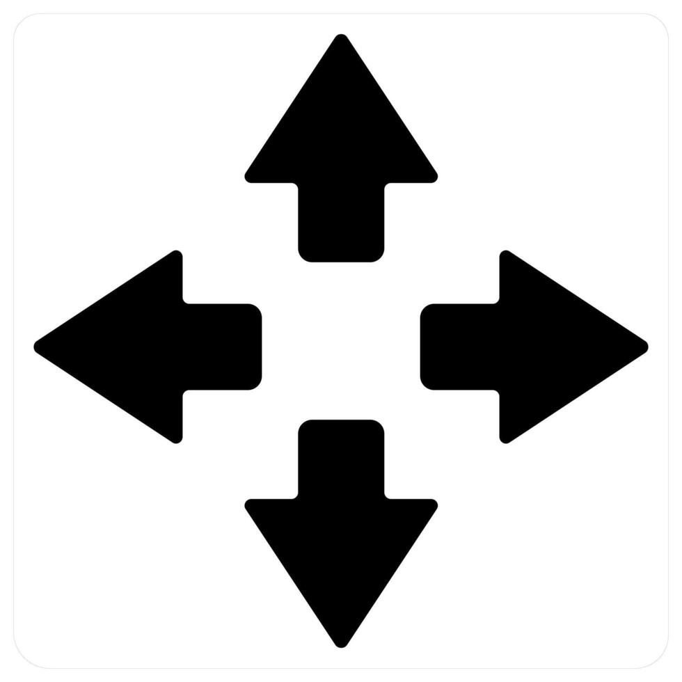 Move and direction icon concept in black filled color vector