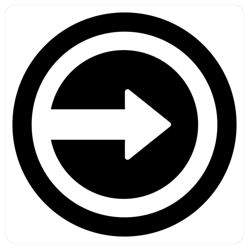 Right and direction icon concept in black filled color vector