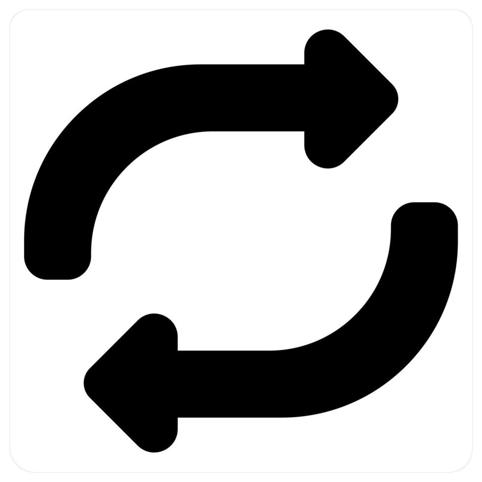 Replace and direction icon concept in black filled color vector