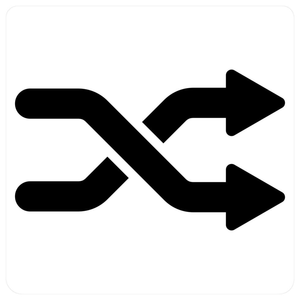 Shuffle and direction icon concept in black filled color vector