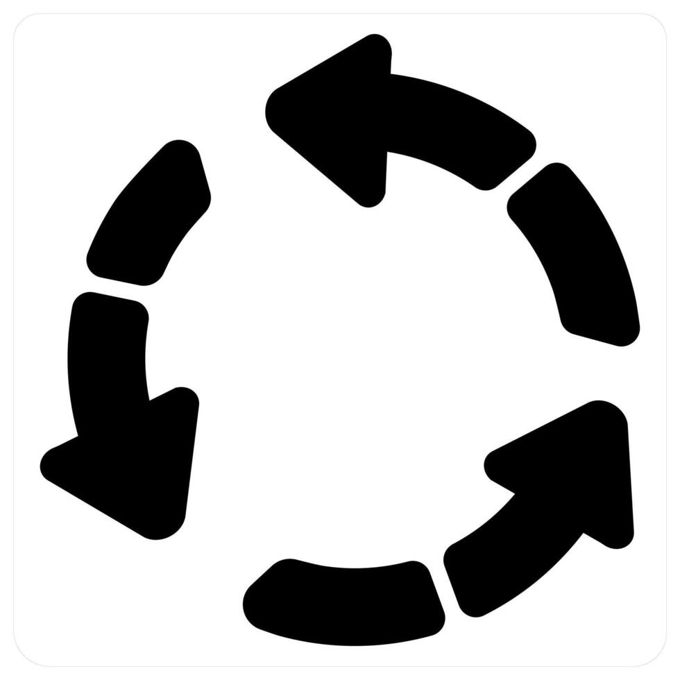 Reload and direction icon concept in black filled color vector